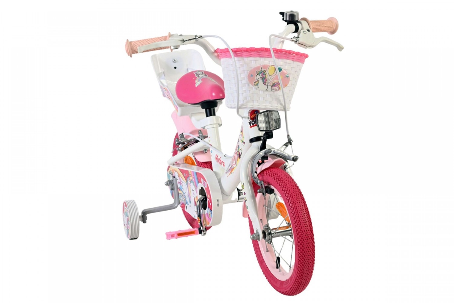 Volare Unicorn Kinderfiets Meisjes 12 inch Wit | Twee Handremmen