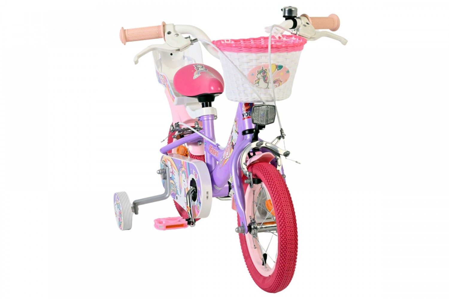 Volare Unicorn Kinderfiets Meisjes 12 inch Paars | Twee Handremmen