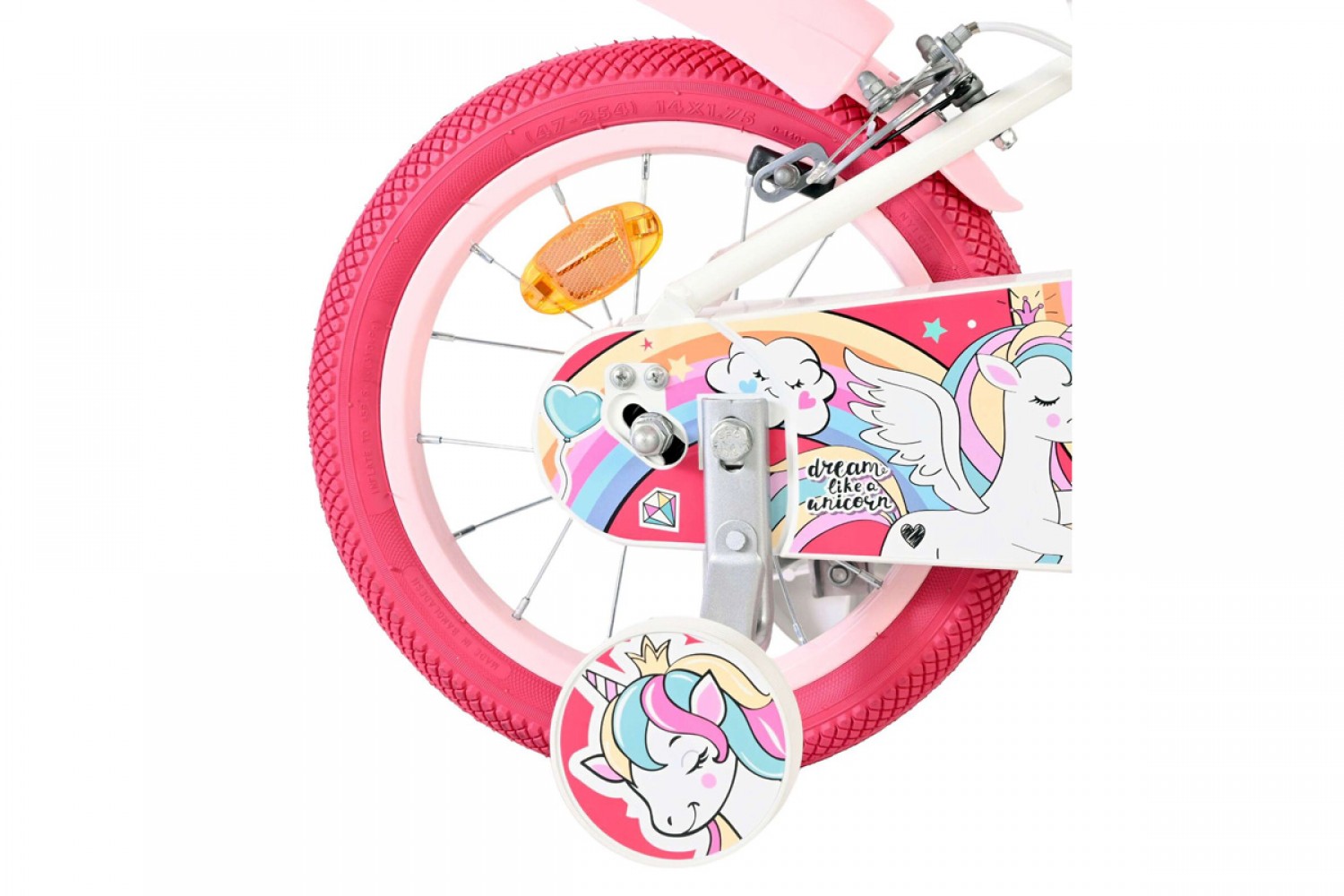 Volare Unicorn Kinderfiets Meisjes 14 inch Wit | Twee Handremmen