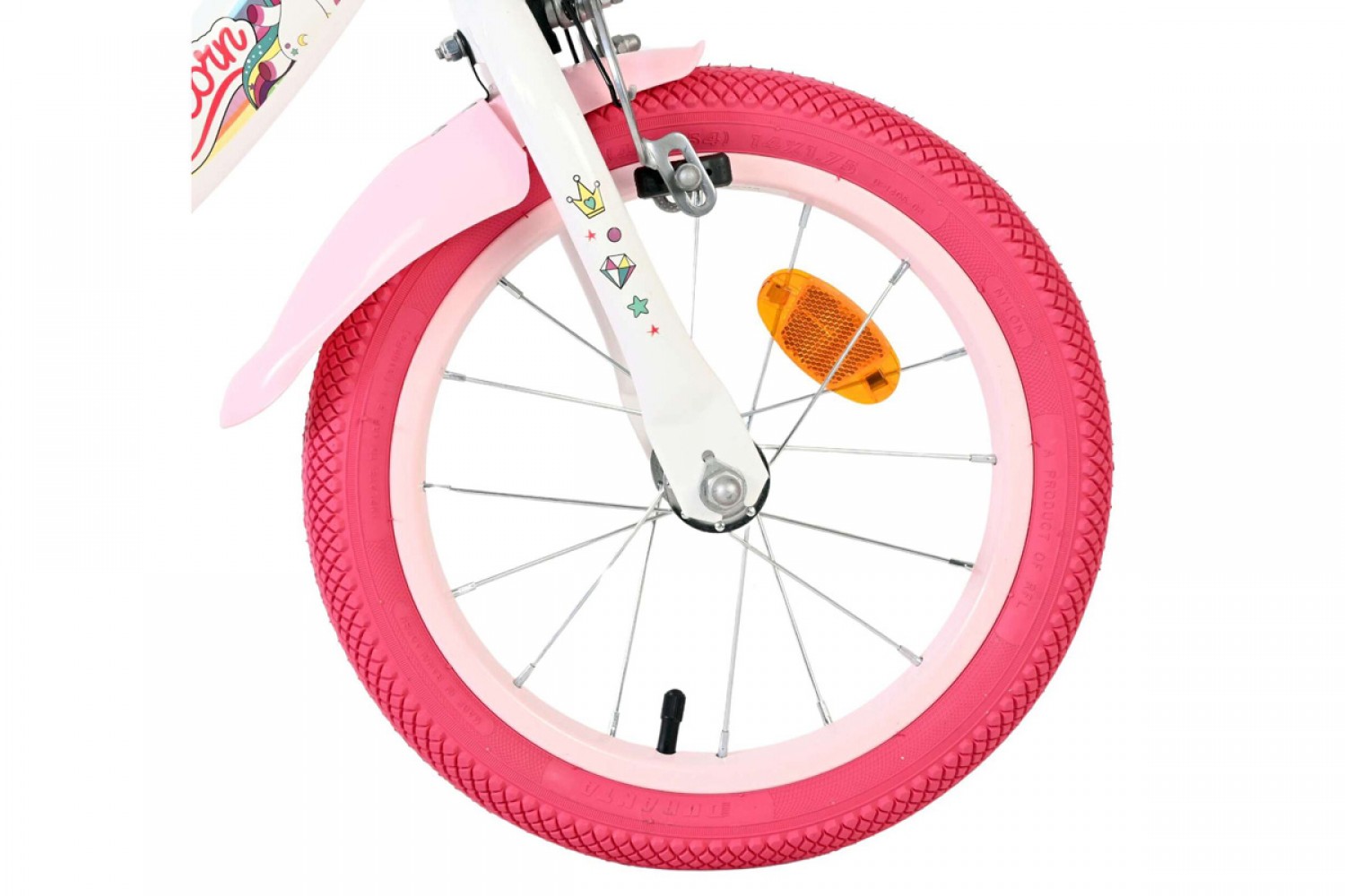 Volare Unicorn Kinderfiets Meisjes 14 inch Wit | Twee Handremmen