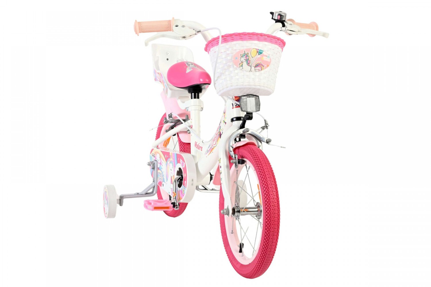 Volare Unicorn Kinderfiets Meisjes 14 inch Wit | Twee Handremmen