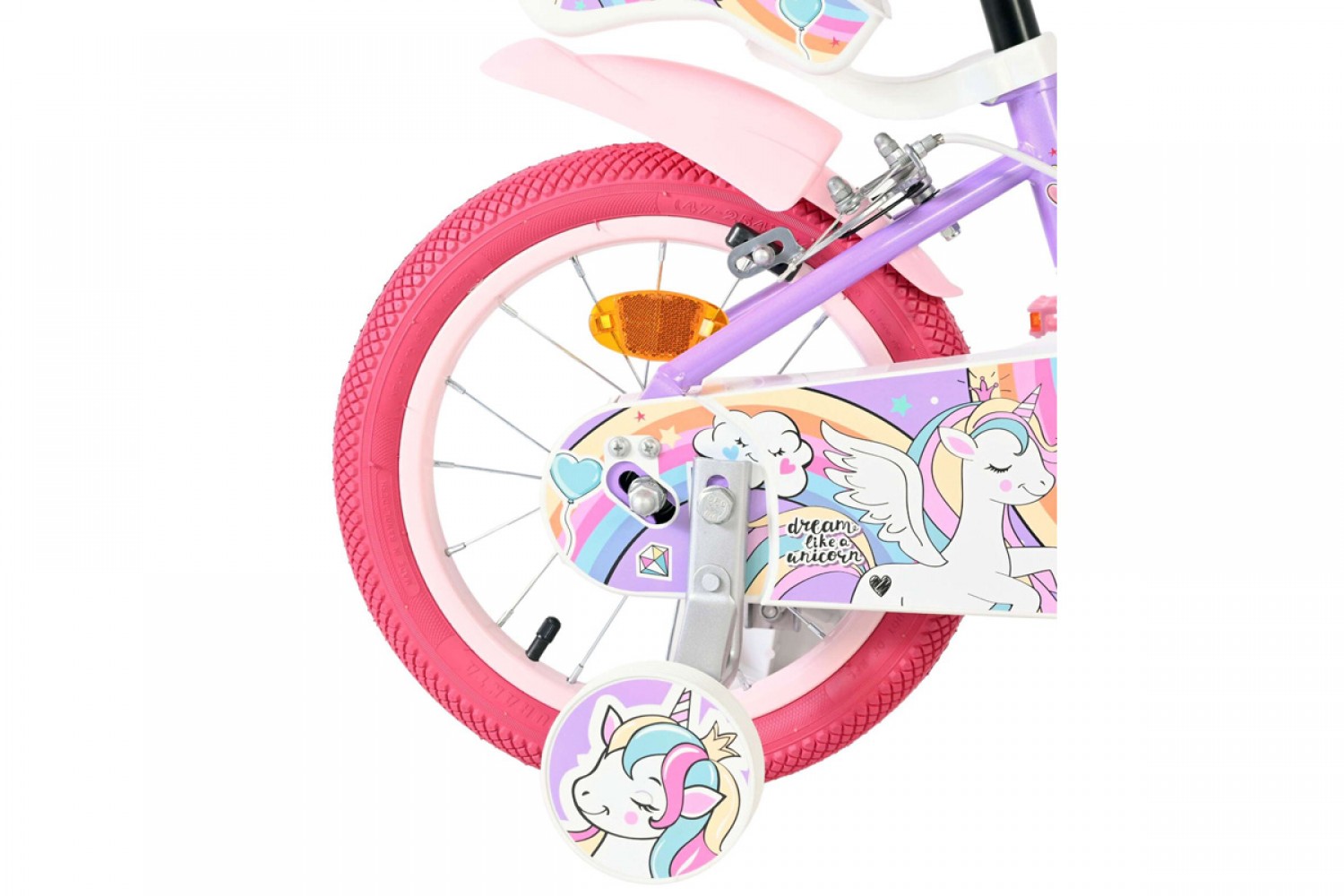 Volare Unicorn Kinderfiets Meisjes 14 inch Paars | Twee Handremmen