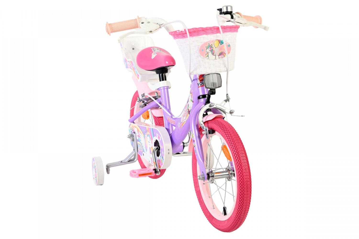 Volare Unicorn Kinderfiets Meisjes 14 inch Paars | Twee Handremmen