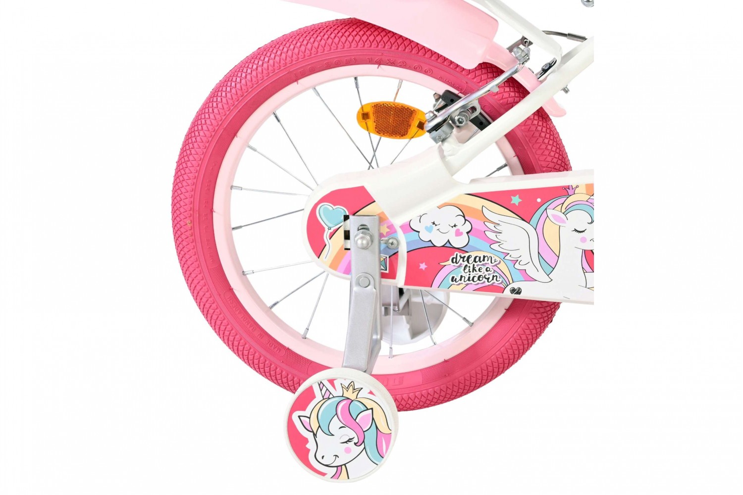 Volare Unicorn Kinderfiets Meisjes 16 inch Wit | 2 Handremmen (Geen terugtraprem)
