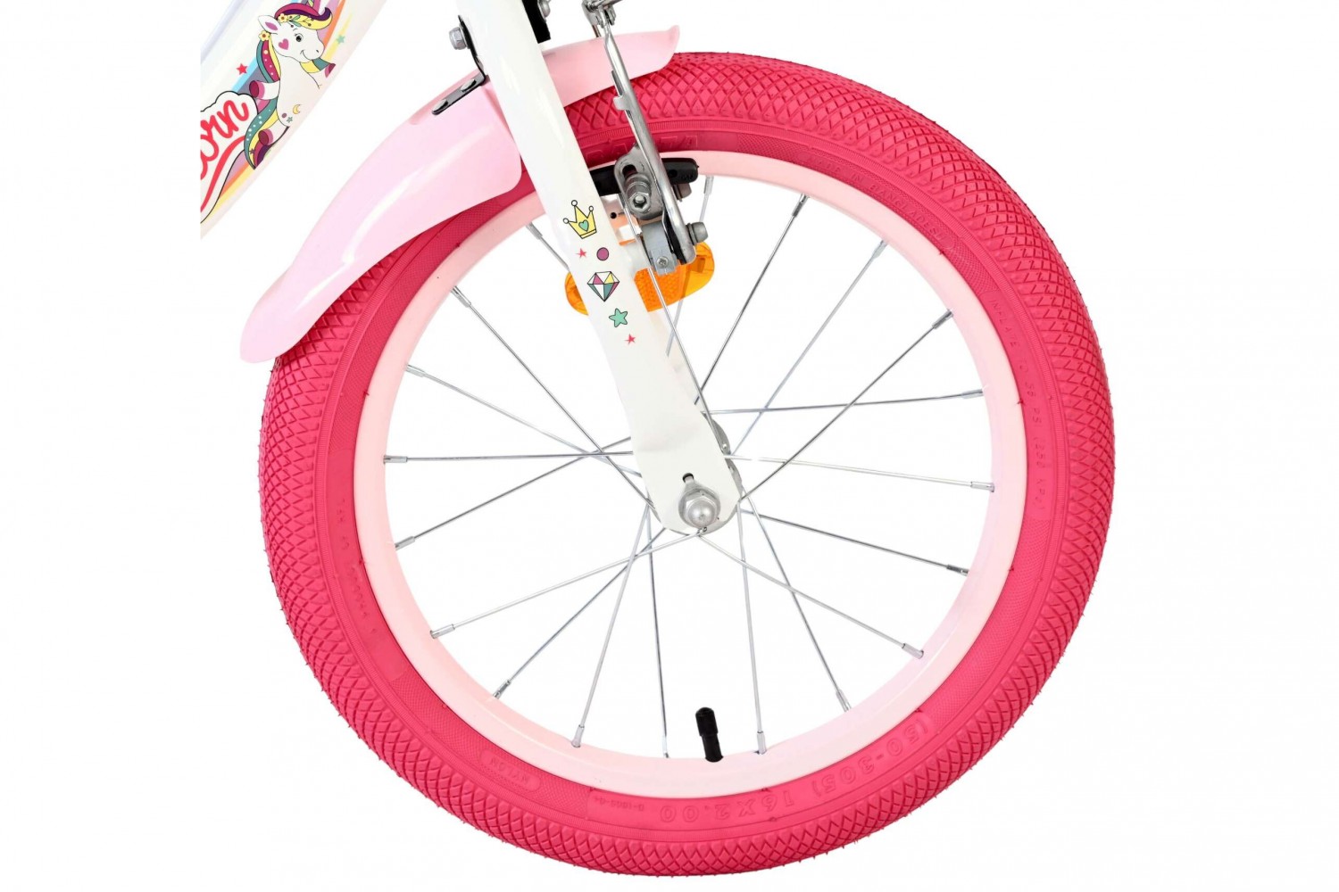 Volare Unicorn Kinderfiets Meisjes 16 inch Wit | 2 Handremmen (Geen terugtraprem)