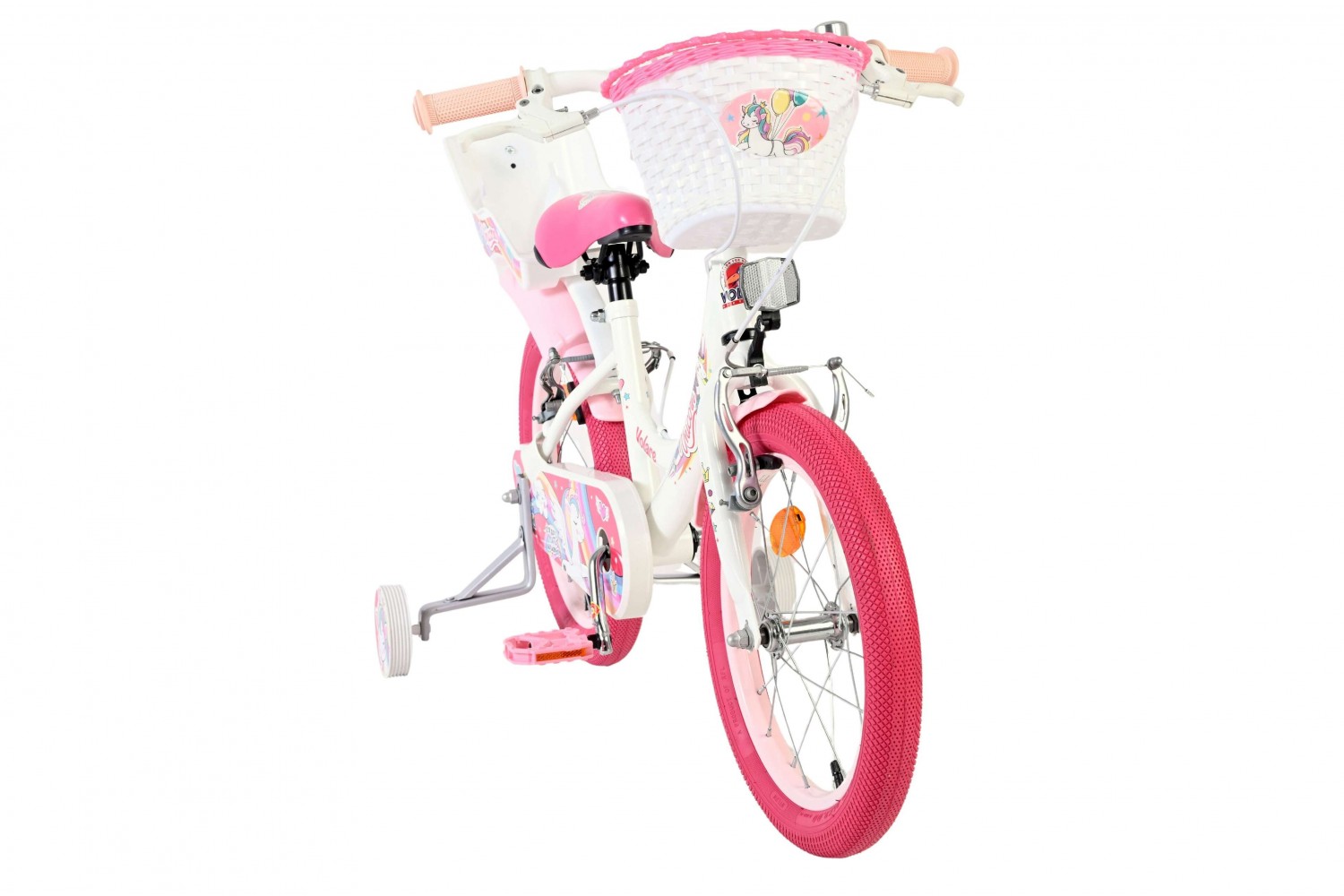 Volare Unicorn Kinderfiets Meisjes 16 inch Wit | 2 Handremmen (Geen terugtraprem)