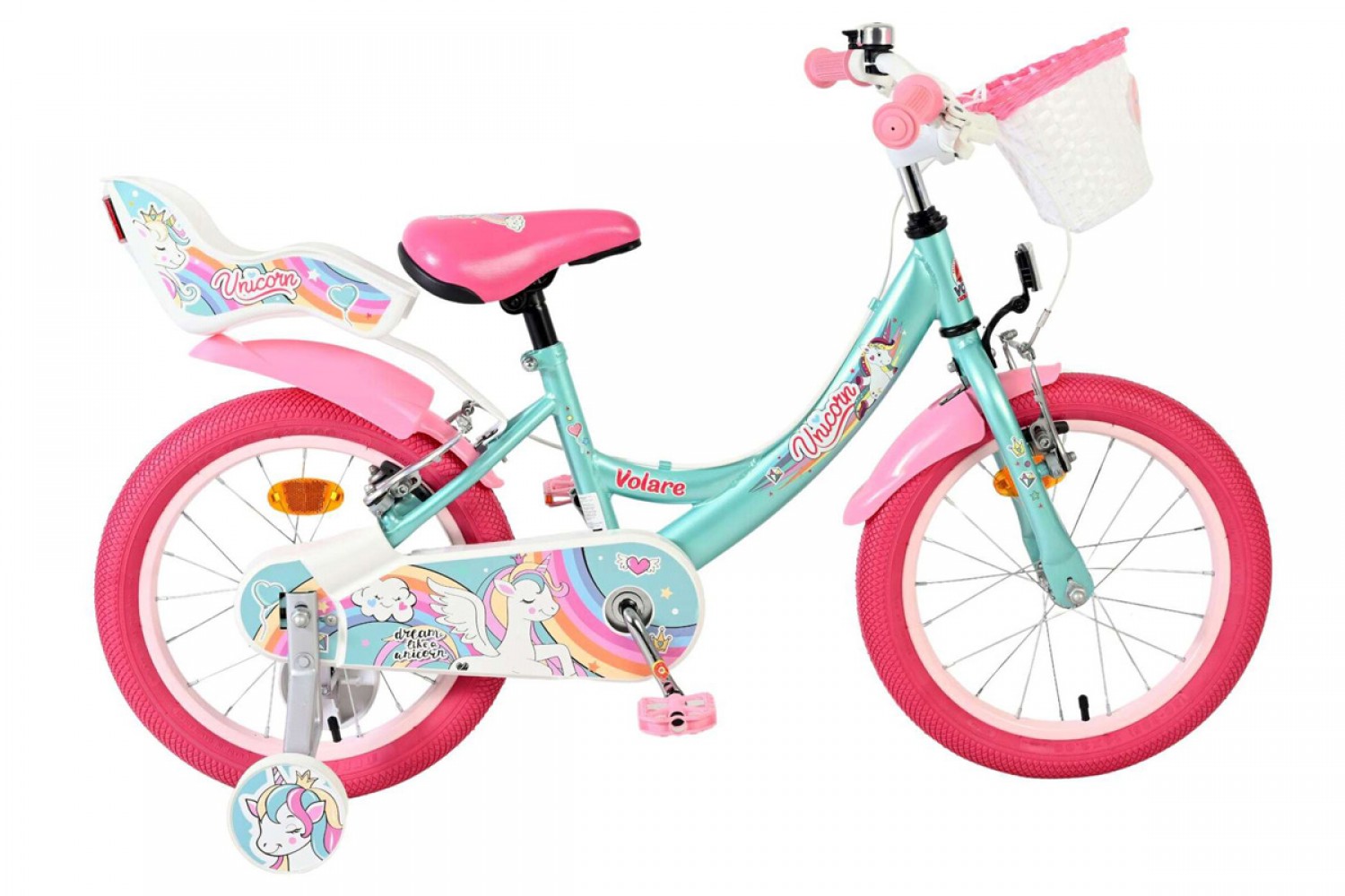 Volare Unicorn Kinderfiets Meisjes 16 inch Groen | Twee Handremmen