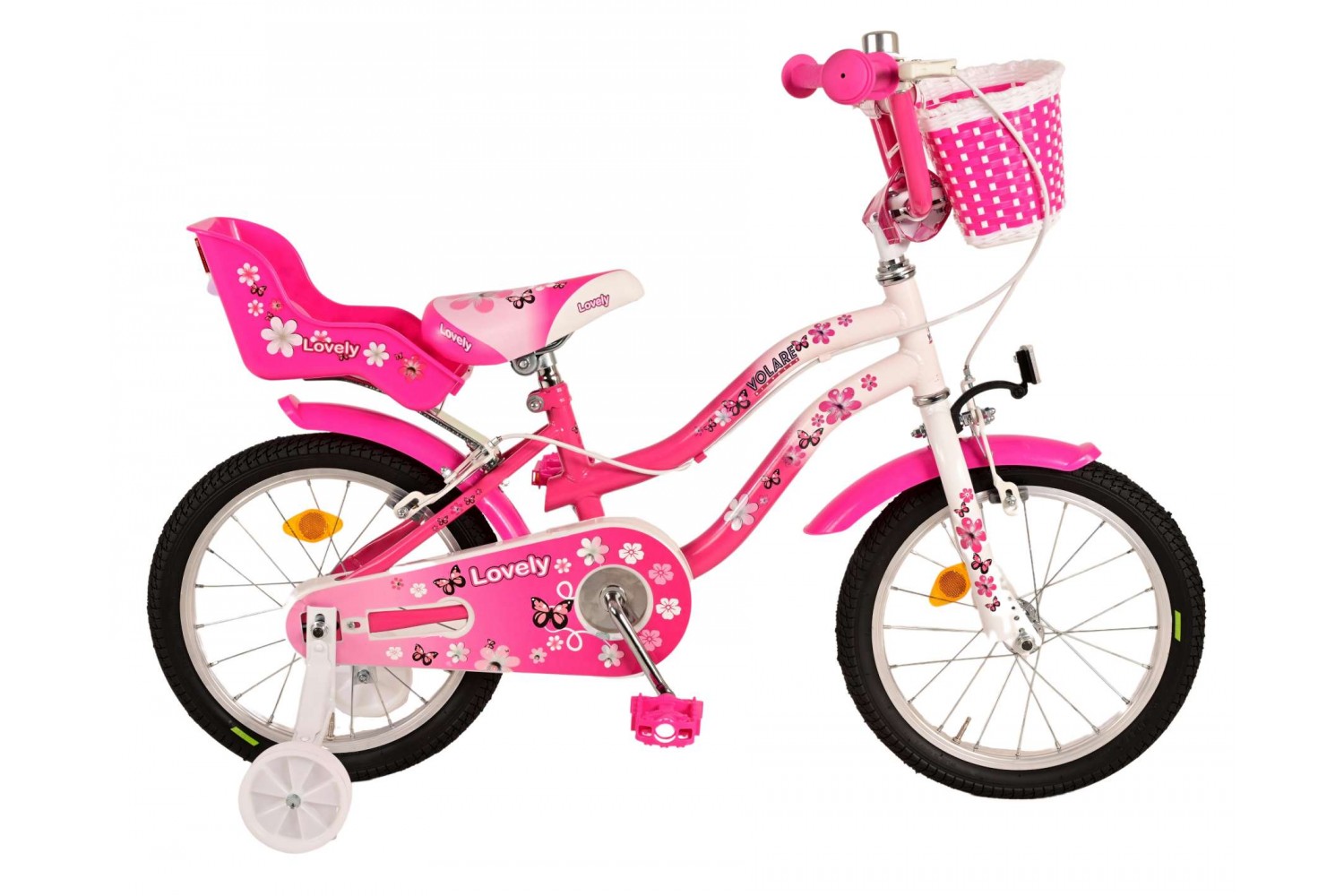 Volare Lovely Meisjesfiets 16 inch Roze Wit | 2 handremmen