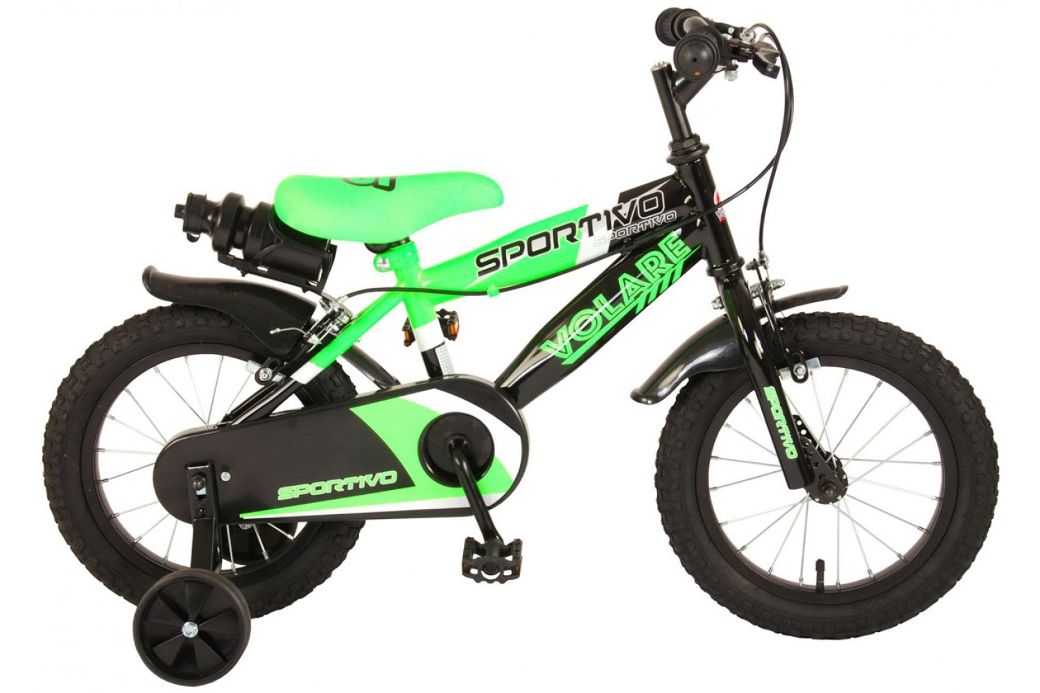 Volare Sportivo Jongensfiets 14 inch Neon Groen Zwart | 2 handremmen