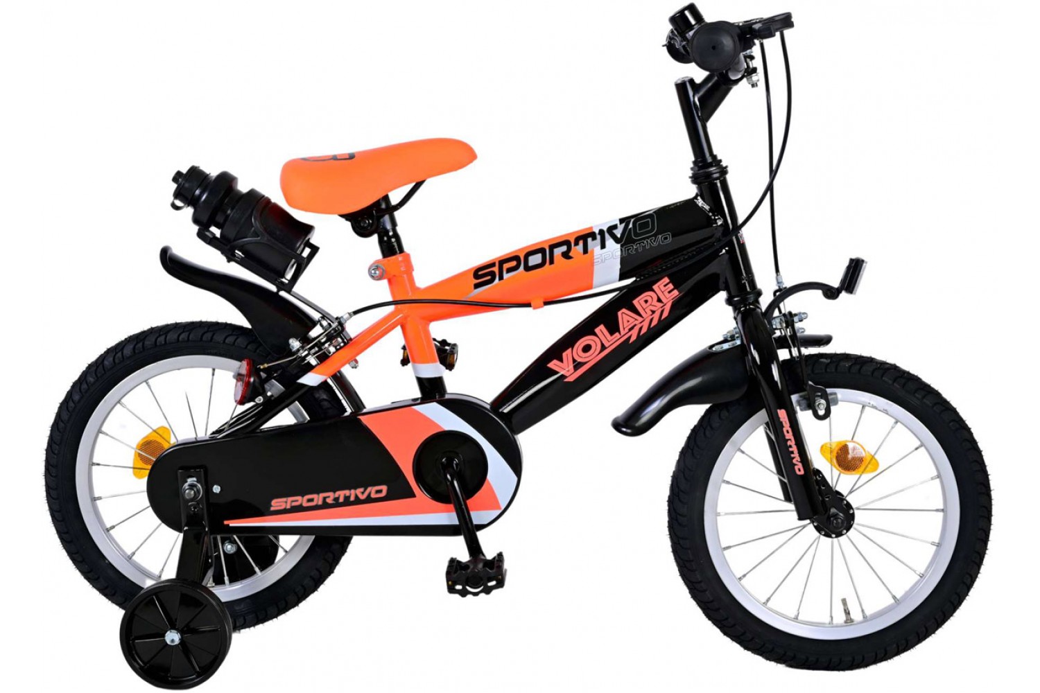 Volare Sportivo Jongensfiets 14 inch Neon Oranje Zwart | 2 handremmen