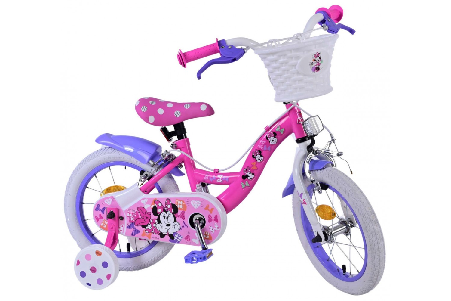 Disney Minnie Kinderfiets Meisjes 14 inch Roze | 2 handremmen