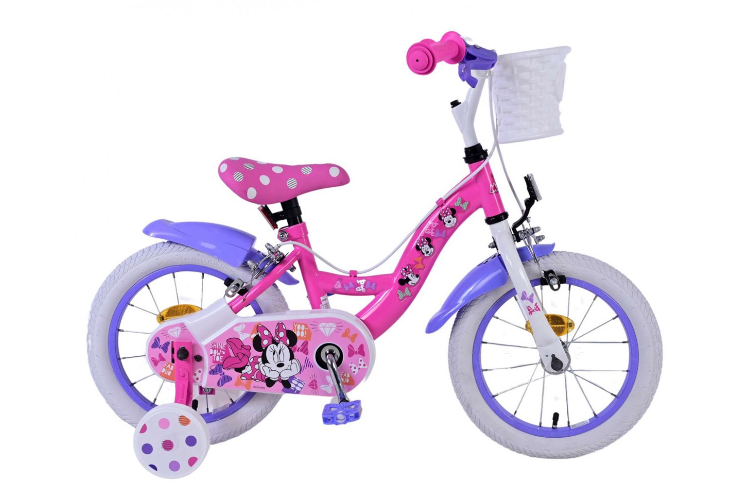 Disney Minnie Kinderfiets Meisjes 14 inch Roze | 2 handremmen