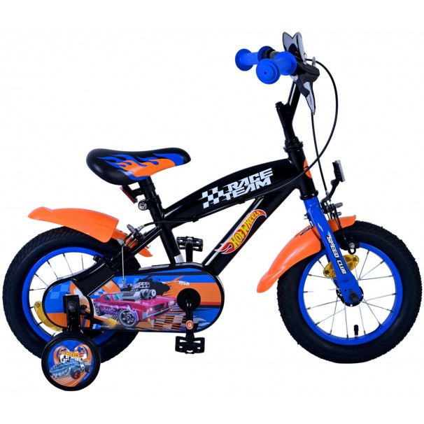 Hot Wheels Kinderfiets Jongens 12 inch Zwart Oranje Blauw Twee handremmen