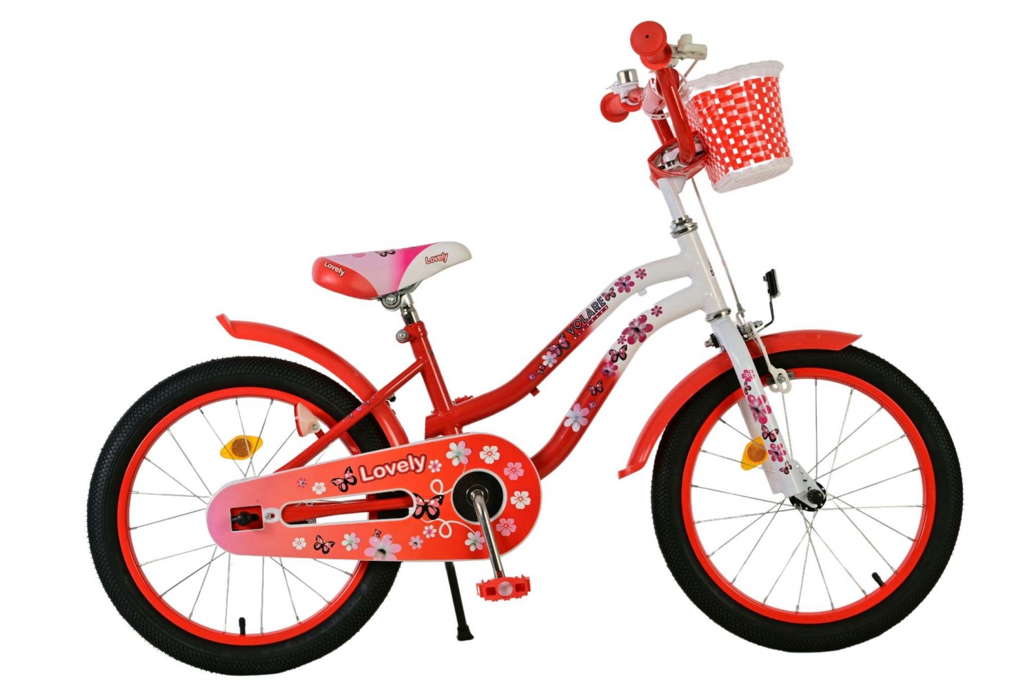 Volare Lovely Kinderfiets Meisjes 18 inch Rood Wit Volare Lovely Kinderfiets Meisjes 18 inch Rood Wit