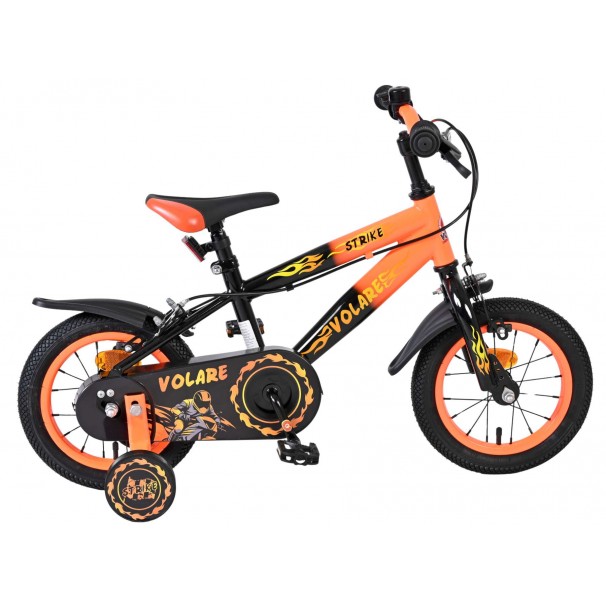 Volare Strike Kinderfiets Jongens 12 inch Zwart Oranje Twee Handremmen