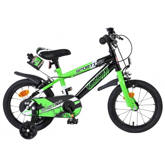 Volare Sportivo Kinderfiets Jongens 14 inch Groen Zwart Twee Handremmen