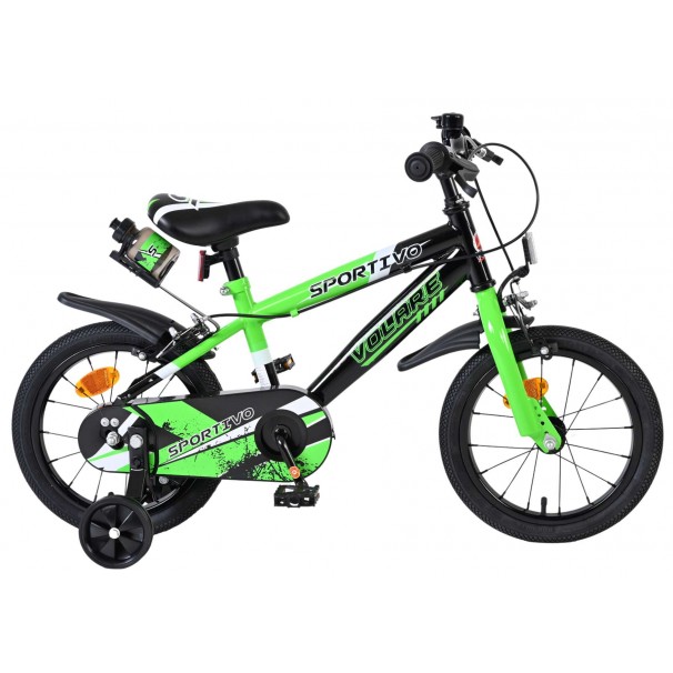 Volare Sportivo Kinderfiets Jongens 14 inch Groen Zwart Twee Handremmen