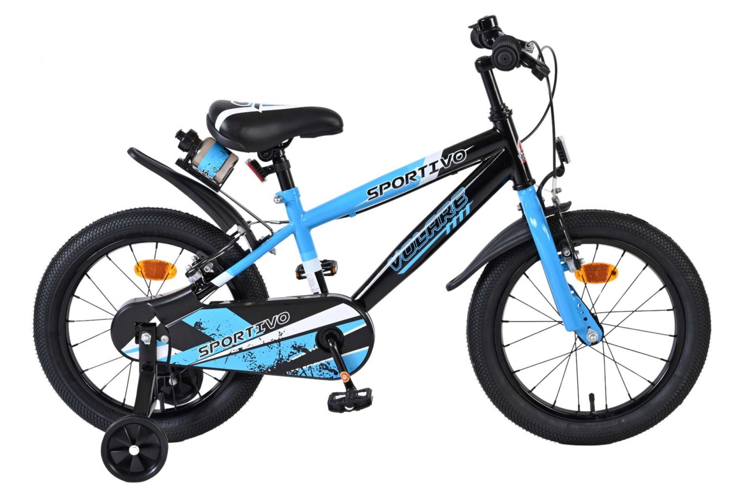 Volare Sportivo Kinderfiets Jongens 16 inch Blauw Zwart Twee Handremmen