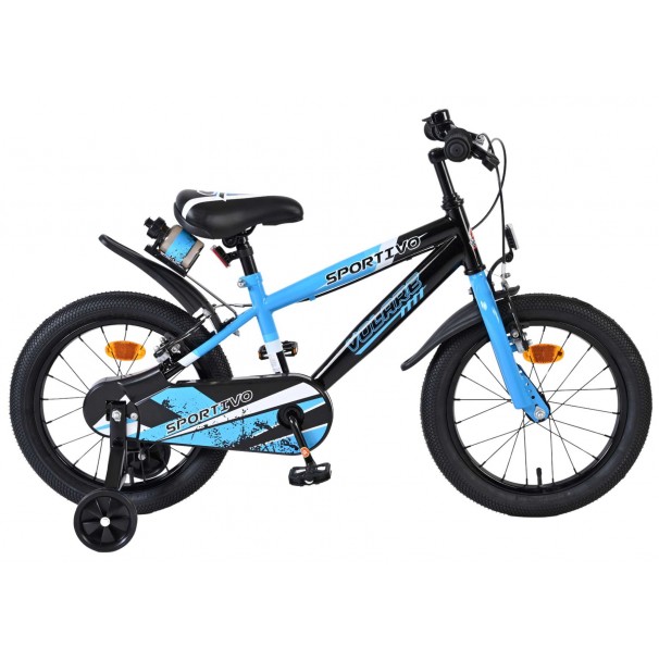 Volare Sportivo Kinderfiets Jongens 16 inch Blauw Zwart Twee Handremmen