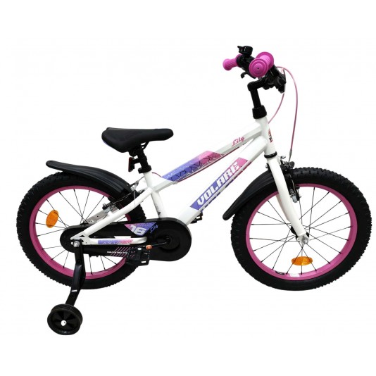 Volare Lily Kinderfiets Meisjes 18 inch Wit Roze Paars Twee handremmen