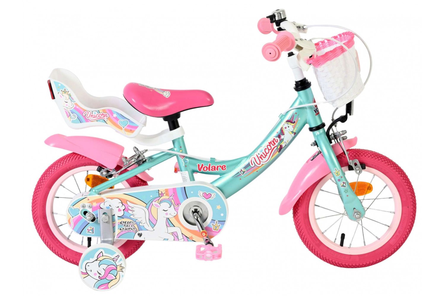 Volare Unicorn Kinderfiets Meisjes 12 inch Groen Twee handremmen